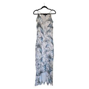 WHITE HOUSE BLACK MARKET WHBM White and‎ Blue Printed Maxi Dress - Size 12